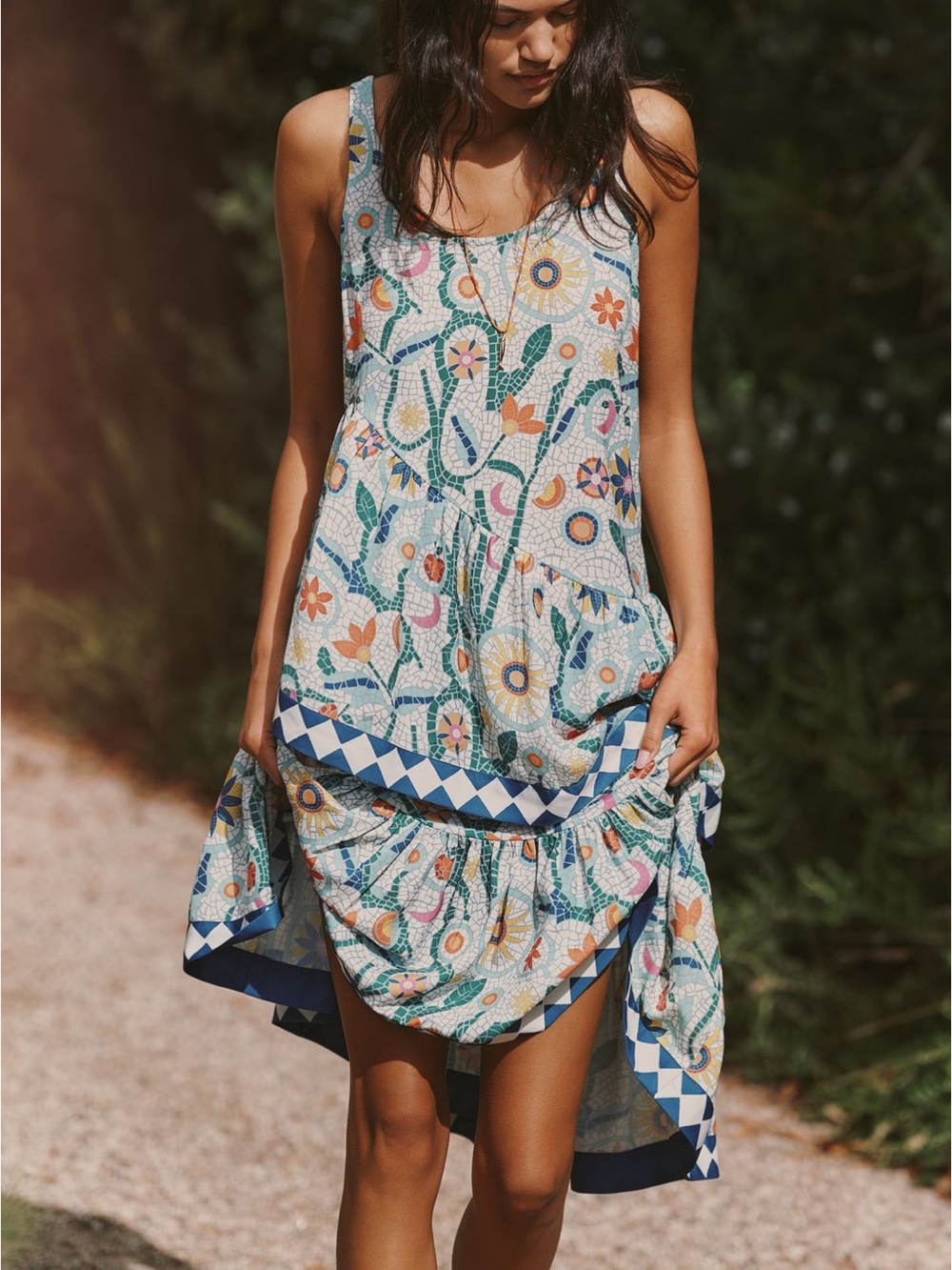 Anthropologie Multicolor Floral Asymmetrical Sundress